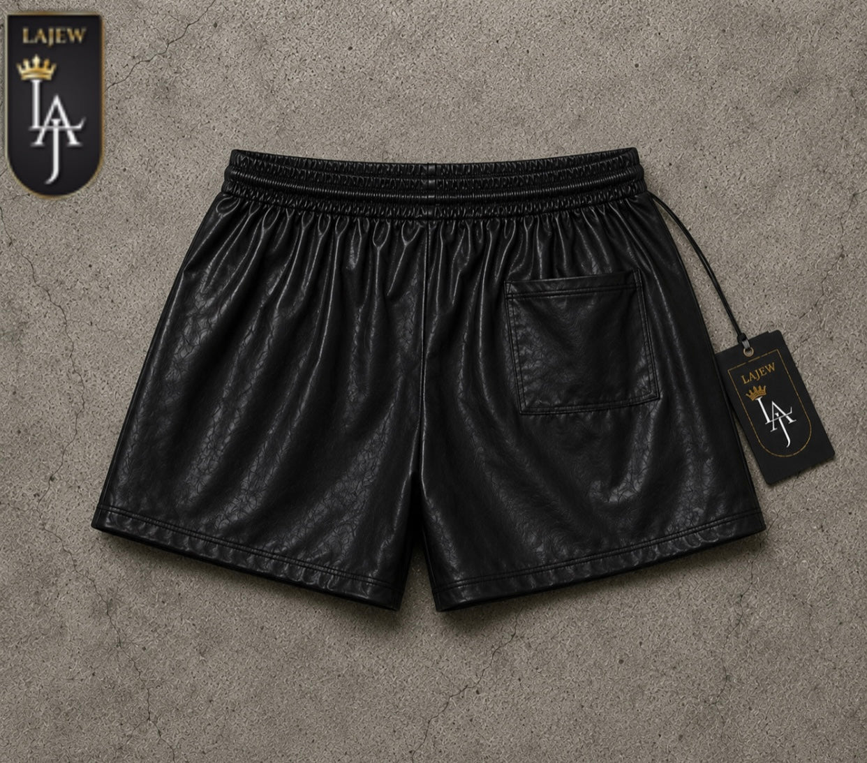 LAJEW'S LEATHER LOGO SHORTS