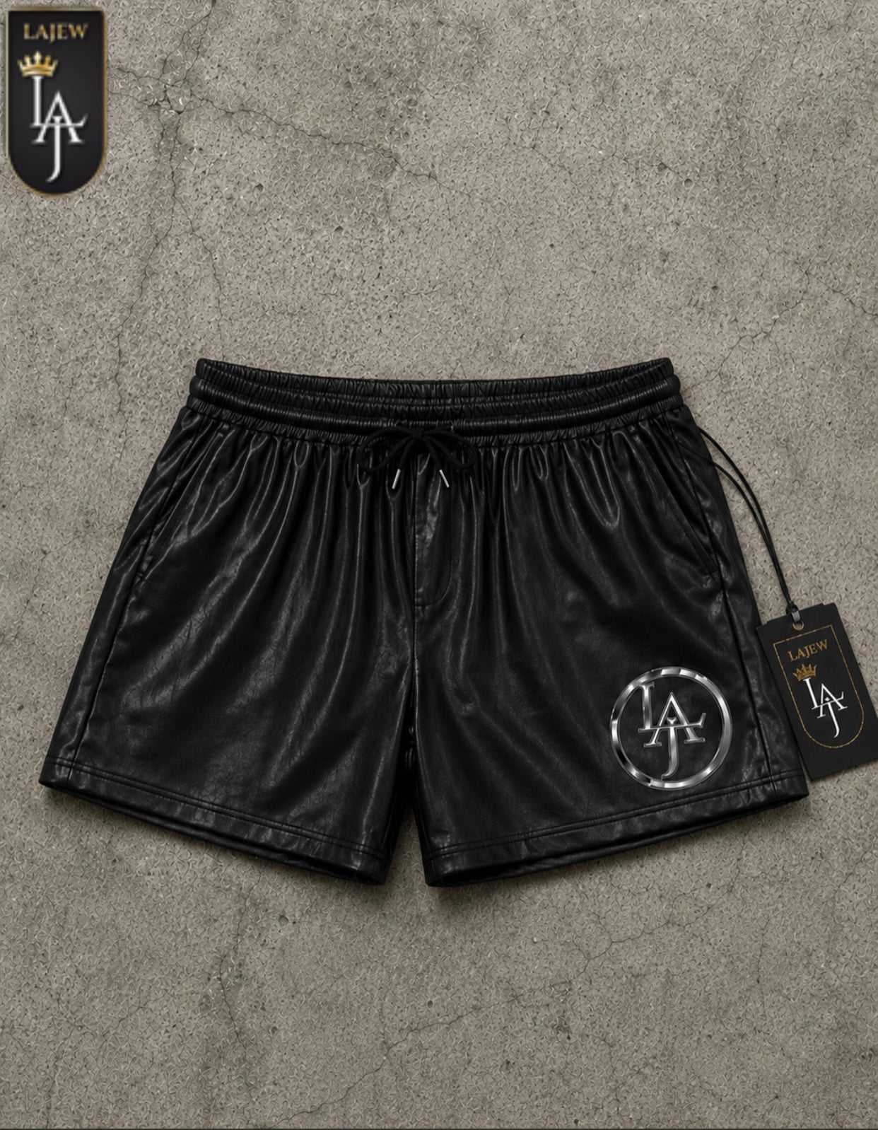 LAJEW'S LEATHER LOGO SHORTS