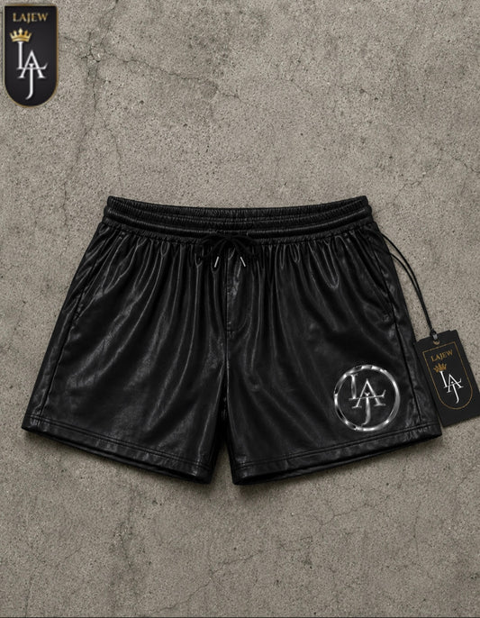 LAJEW'S LEATHER LOGO SHORTS